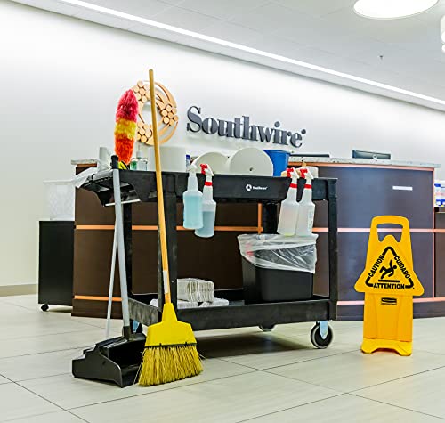 Southwire 65240340 Small 2 Shelf Utility/Service Cart; Lipped Shelves; 500 Lbs Capacity for Warehouse/Garage/Cleaning/Manufacturing Southwire