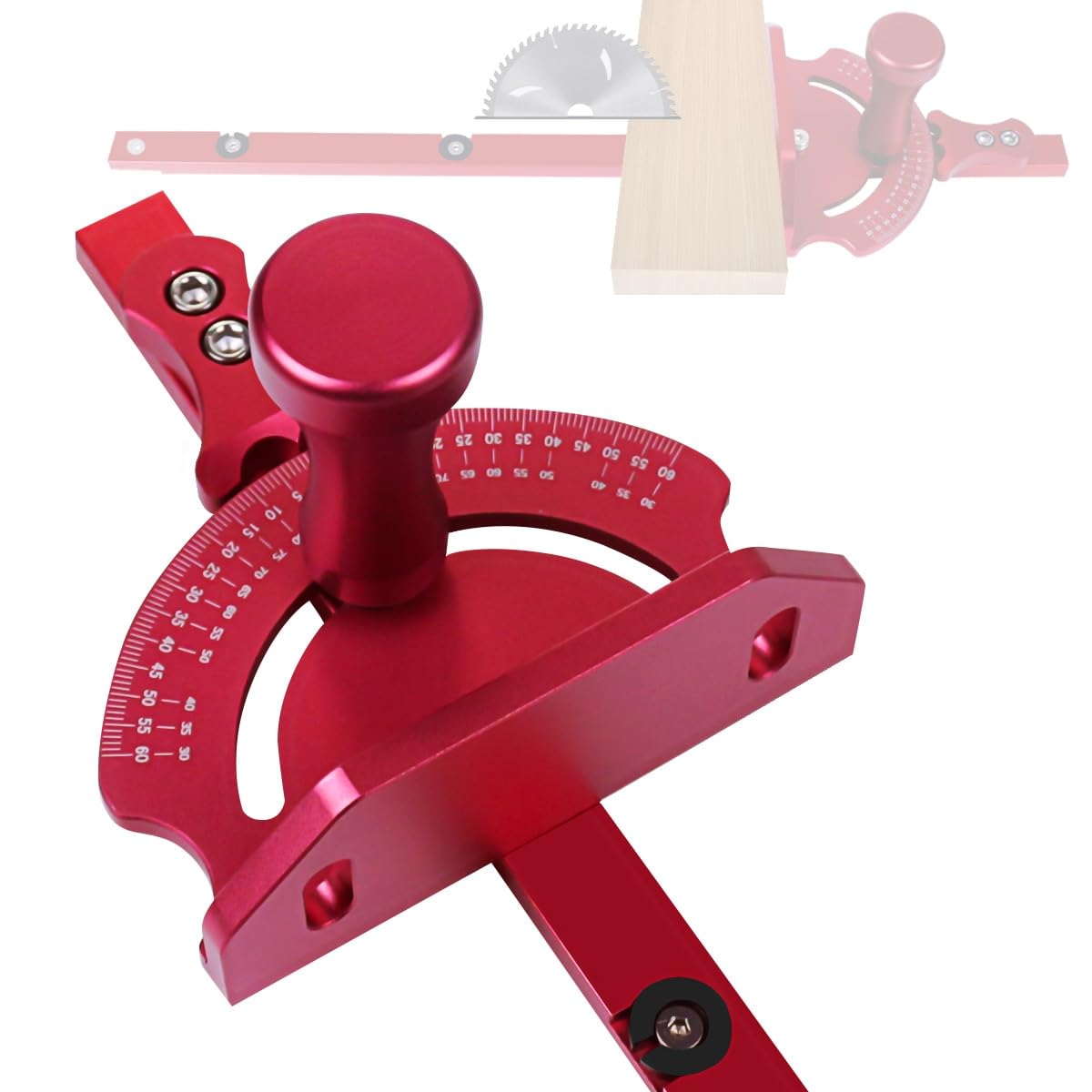 Universal Table Saw Miter Gauge with Fixed Angle Gear Shifting Hole, High Accuracy Miter Saw Protractor Aluminium Push Handle T Track Angle Ruler WoodArtSupply