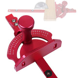 Universal Table Saw Miter Gauge with Fixed Angle Gear Shifting Hole, High Accuracy Miter Saw Protractor Aluminium Push Handle T Track Angle Ruler WoodArtSupply