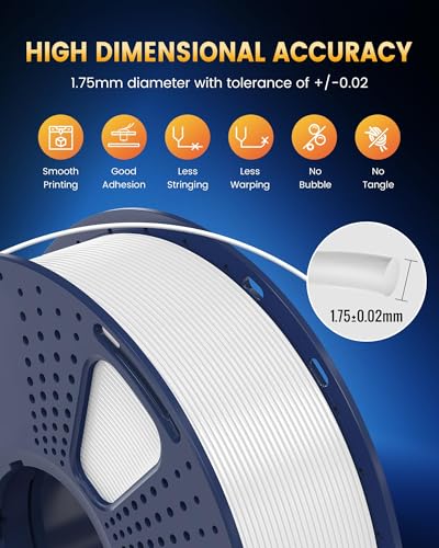 SUNLU PLA+2.0 3D Printer Filament Bundle, 4KG Upgrade PLA+ Filament 1.75mm, Tougher and Stronger, Dimensional Accuracy +/-0.02mm, 1KG per Spool, 4 Packs, 4KG Total, Black+White+Klein Blue+Red SUNLU