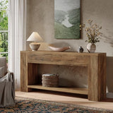 Tribesigns 70.9-Inch Console Tables for Entryway, Narrow Wooden Long Sofa Table Behind the Couch, Farmhouse Fluted Hallway Accent Table for for Living Room, Entrance, Foyer (Rustic Brown) Tribesigns