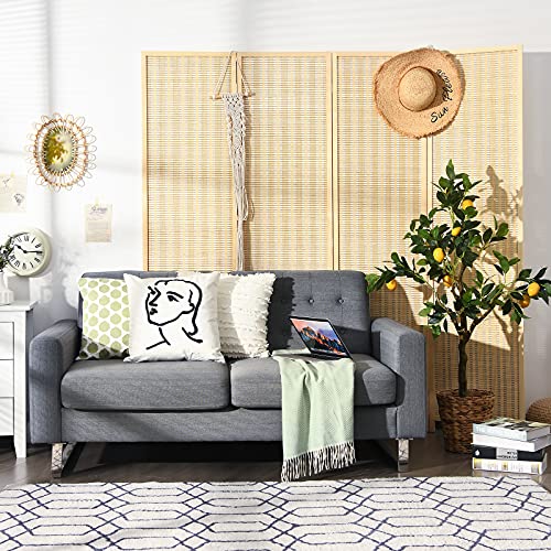 Giantex Bamboo Room Divider, 6 Ft Tall Freestanding Folding Privacy Screen, Wooden Room Separators Divider Wall, Portable Partition Boho 4 Panel Room Dividers for Home Office Bedroom Apartment Studio Giantex