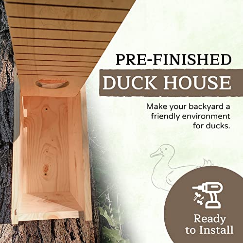 Made in USA, Premium Pine Wood Duck House, Ready to Install Nesting Box for Wood Ducks and Hooded Mergansers Applewood Outdoor