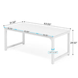 Tribesigns Modern Computer Desk, 63 x 31.5 inch Large Executive Office Desk Computer Table Study Writing Desk Workstation for Home Office, Spliced Desktop, White Tribesigns