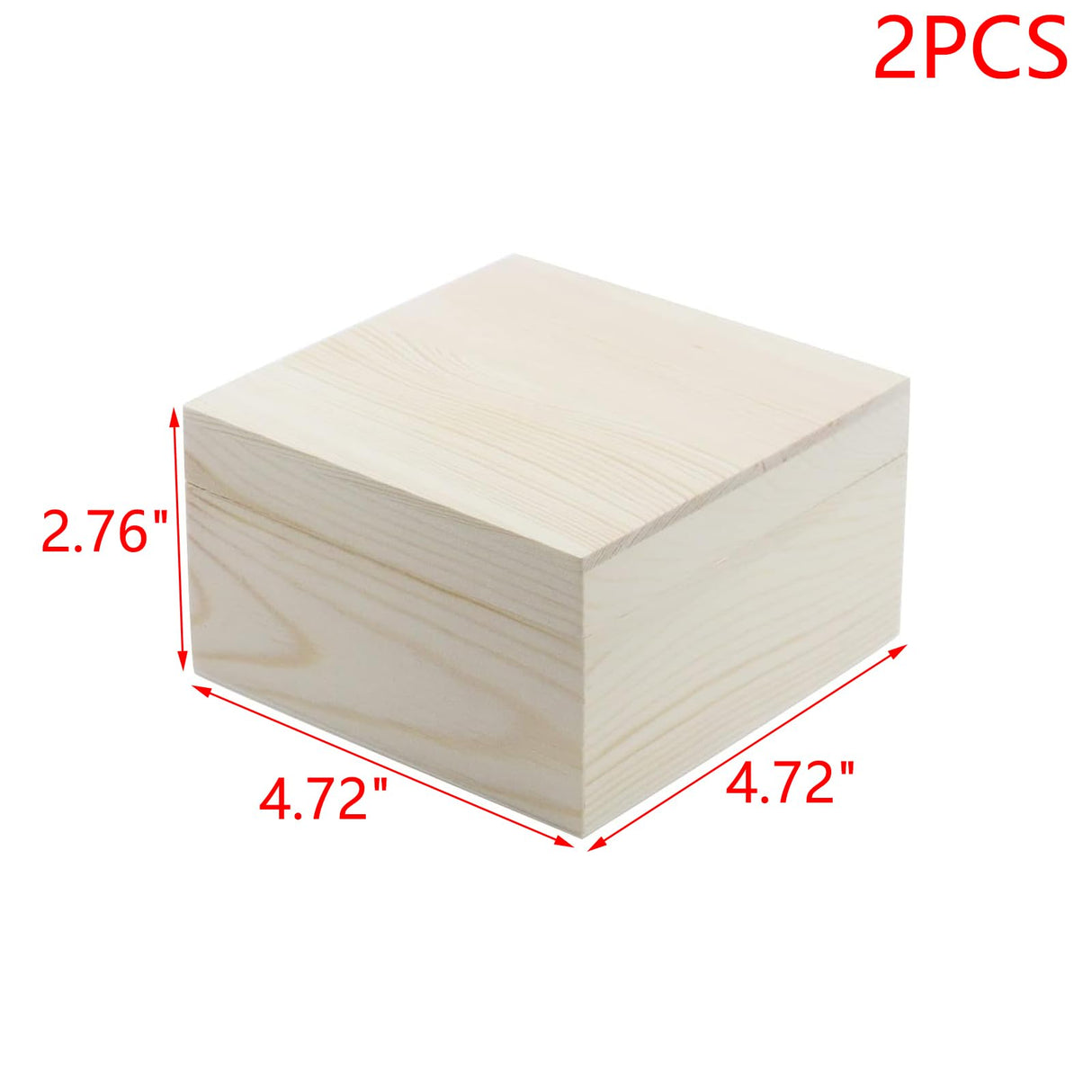 MY MIRONEY 2Pcs Wooden Unfinished Storage Box with Top Lid 4.72" x 4.72" Square Wooden Pine Box DIY Craft Stash Boxes Gift Box for Arts Hobbies and Home Storage MY MIRONEY
