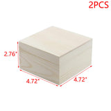 MY MIRONEY 2Pcs Wooden Unfinished Storage Box with Top Lid 4.72" x 4.72" Square Wooden Pine Box DIY Craft Stash Boxes Gift Box for Arts Hobbies and Home Storage MY MIRONEY