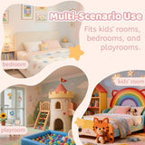 Mirightone Full Floor Bed with High Rails, Wooden Montessori Bed Frame with Single Color Light and House Shape Design, Low Profile Beds for Kids, Boys and Girls, Grey Mirightone