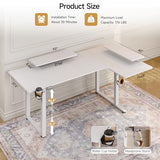 L Shaped Electric Standing Desk, 63x43'' Computer Desks with 2 Monitor Shelves, Dual Motor and Memory Controller, Gaming Corner Desk Adjustable Height from 28-46'' for Home Office Workstation, White ONBRILL