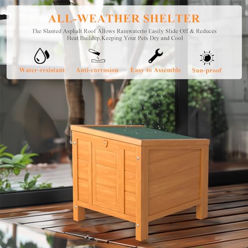 Wooden Cat Litter Box Enclosure Furniture, Weatherproof Cat House Hideout, Guinea Pig Cages with Lockable Door, for Squirrel, Ducks, Tortoises, Pigeons, Small Animals - 16.93" L x 16.54" W x 20.08" H yoyomax
