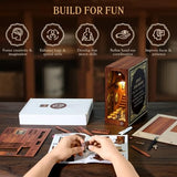MoKo Book Nook Kit, 3D Wooden Puzzles Booknook with LED Lights, DIY Miniature House Kit, Book Nook Decor Gifts for Adults Family