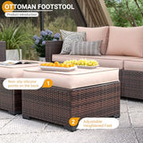 UDPATIO 6 Piece Patio Furniture 7 Seats Wicker Outdoor Sectional, Thick Cushions Patio Couch Chair with Ottoman & Storage Table for Porch, Balcony UDPATIO