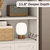 White Industrial Bookcase with Doors - 71.4in Tall Farmhouse Wooden Bookshelves by IDEALHOUSE IDEALHOUSE