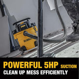 DEWALT 6 Gallon STEALTHSONIC Wet Dry Shop Vac, Powerful Suction & Portable Shop Vacuum with Attachments, Ultra Quiet Heavy Duty Shopvac for Home, Garage, Car, Workshop, Jobsite, DXV06P-QT, 5 Peak HP DEWALT