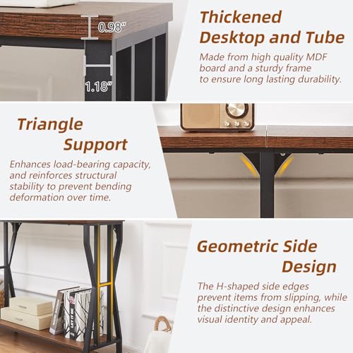 HOMISSUE Sofa Console Table, 70.9" Extra Long Sofa Table with 2-Tier Storage, Industrial Narrow Console Tables Behind Couch, Hallway Table for Entryway, Living Room, Rustic Brown HOMISSUE
