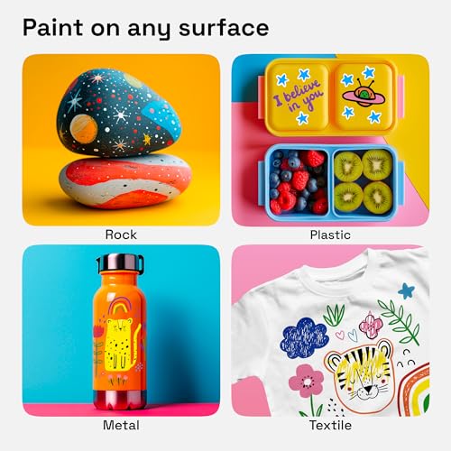 ARTISTRO 24 Acrylic Paint Pens, Acrylic Paint Markers, Fabric Markers for Textile, Canvas, Rock, Glass, Wood, Paper, Pumpkin, DIY, Paint Markers for Kids and Adults (Dual Tip Dot + Fine) ARTISTRO