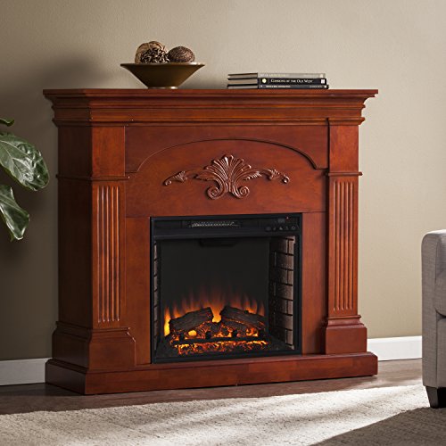 SEI Furniture Sicilian Harvest Traditional Style Electric Fireplace, Warm Brown Mahogany, 44.75 W x 14 D x 40.25 H (inches) SEI Furniture