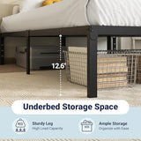 Allewie Twin Bed Frame, 14 inch Metal Platform Beds with Storage Space, No Box Spring Needed and Easy Assembly, Black Allewie