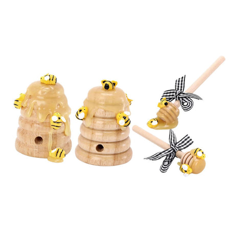FUNOMOCYA 1 Set Bee Festival Decoration Wood Tray Outdoor Decor Home Decor Lovely Beehive Decor Tiered Tray Dipper Beehive Dipper Beehive Decors Wood Beehive Wooden Fabric Ornament FUNOMOCYA