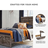 Signature Design by Ashley Wynnlow Rustic Twin Crossbuck Panel Bed with Metal Slats, Foundation or Box Spring Needed, Gray Signature Design by Ashley