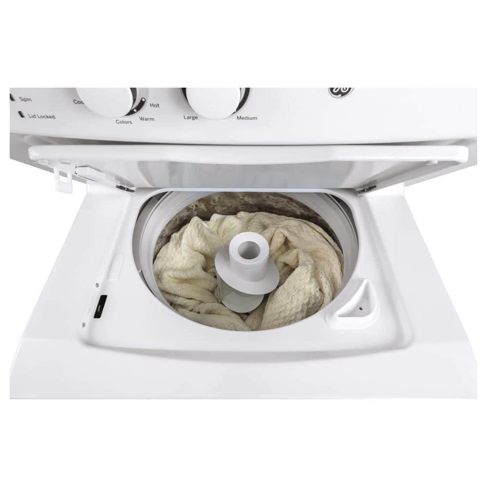 GE GUD27ESSMWW Unitized Spacemaker 3.8 Washer with Stainless Steel Basket and 5.9 Cu. Ft. Capacity Electric Dryer, White GE