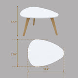 YAUKOMEL Small Oval Coffee Table,31.5" White Leaf-Shaped Center Table,Mid Century Minimalist Display Coffee Table for Living Room Small Space,Easy Assembly,White LCT50W YAUKOMEL