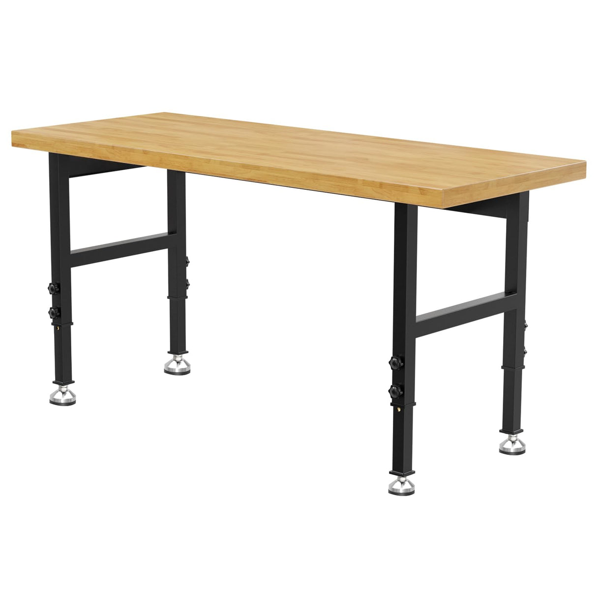 60” Heavy-Duty Wood Work Bench Work Table, Adjustable Height Workbench, 3000 Lbs Capacity Workstation for Garage, Workshop Maemttes