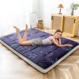 MAXYOYO Japanese Moon and Star Full Size Futon Mattress, Blue, Plush, 54"W x 80"L x 4"H, Foldable, Breathable, Reinforced Support, Moon and Star Pattern, Bedroom, Floor, Guest Room, Tent, Teepee MAXYOYO