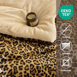 Petrichor Leopard Velvet Flannel Queen Comforter Set-Cheetah Print Western Blanket,Luxury Fuzzy Heavy Bedding Set, 3 Pieces Plush Winter Bed Set with Comforter (90"x90") & 2 Pillow Shams (20"x26") Petrichor