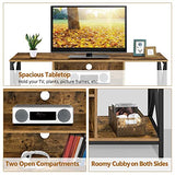 Yaheetech TV Stand for TV up to 65 inch TV Console Table, 55" Industrial TV Cabinet with Storage Shelves for Living Room, Modern Style Entertainment Center for Gaming Room, Rustic Brown Yaheetech