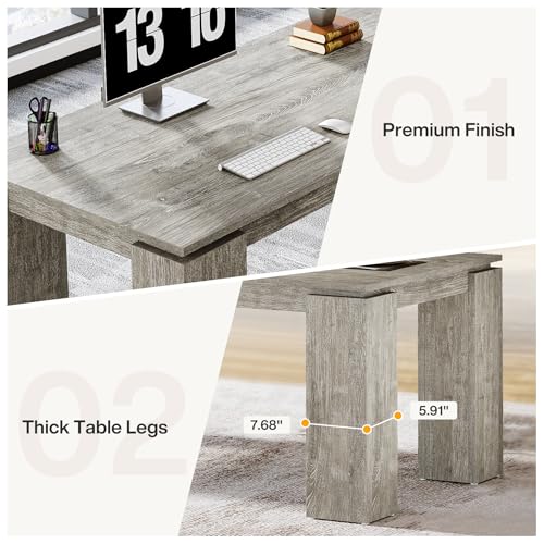 Tribesigns 7 ft Extra Long Conference Table, 86-Inch Office Meeting Room Table, Modern Industrial Rectangle Gray Seminar Desk for 8 (1) Tribesigns