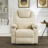 MCombo Large Power Lift Recliner Chair with Massage and Heat for Tall Elderly People, 3 Positions, Cup Holders, and USB Ports, Faux Leather 7516 (Large, Cream White) MCombo
