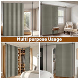 AJAZZ Privacy Curtains for Room Divider with Blackout & Soundproof (Grey, W100 x L84 in, 1 Panel)+ No Drill Curtain Rods(H) 43-120×(W) 35-100 in, Wall Divider for Bedroom/Studio/Office Curtain AJAZZ