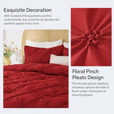 BEDELITE Red Queen Comforter Set - 3 Pieces Boho Pintuck Bedding Comforter Sets, Lightweight Soft & Warm Bed Comforter Queen with 2 Pillowcases for All Season BEDELITE