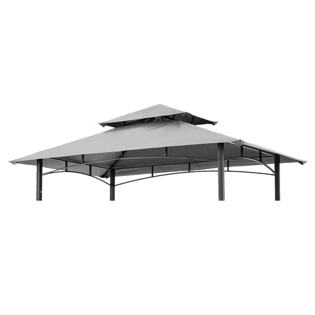 Grill Gazebo Replacement Canopy Roof – Hugline 5x8 Outdoor Grill Shelter Canopy Top Double Tiered BBQ Tent Cover Fit for Model L-GG001PST-F (Gray) Hugline