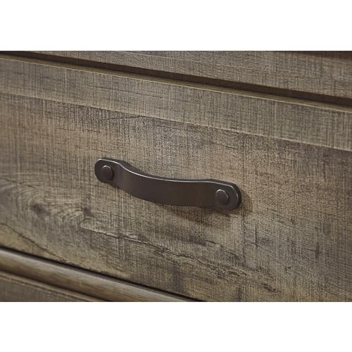 Signature Design by Ashley Trinell Rustic 2 Drawer Nightstand with USB Charging Stations, Warm Brown - WoodArtSupply