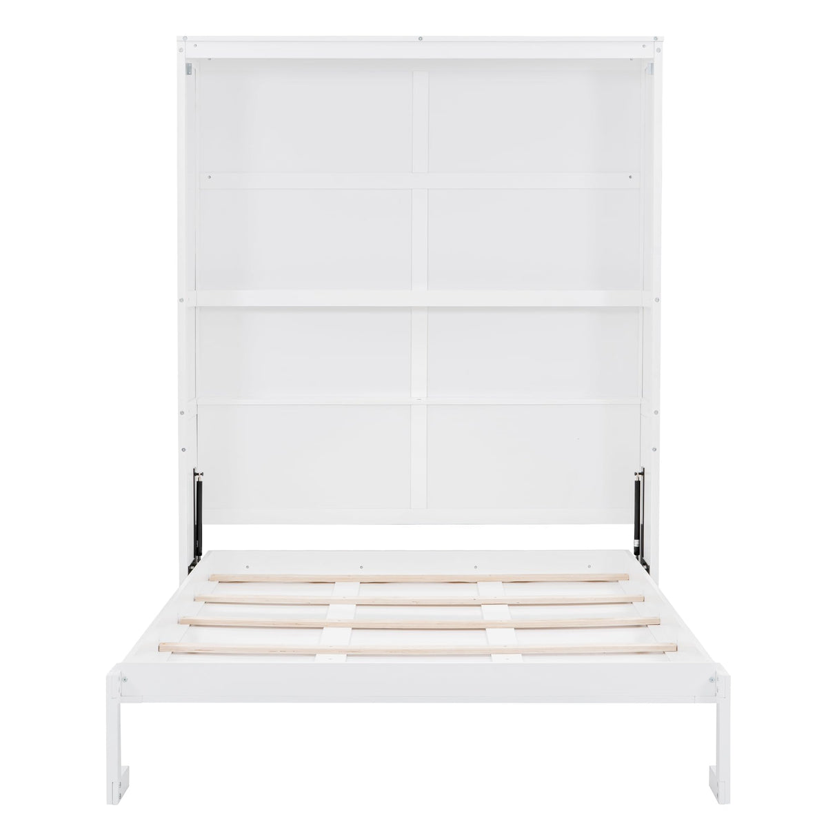 Merax Queen Size Murphy Bed, Wood Queen Murphy Cabinet Bed with Shelves, for Home Office or Small Room, White Merax