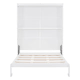 Merax Queen Size Murphy Bed, Wood Queen Murphy Cabinet Bed with Shelves, for Home Office or Small Room, White Merax