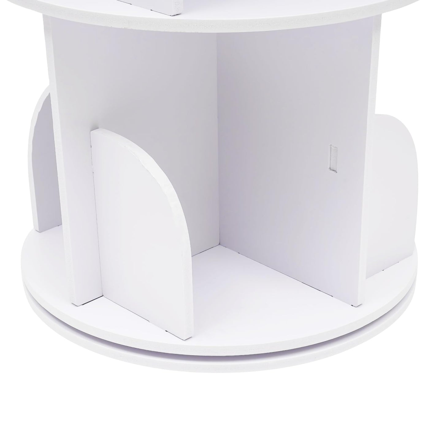 KONGKUNI 2-Tier Rotating Bookshelf Tower - Modern White 360-Degree Spinning Bookcase for Small Spaces - WoodArtSupply