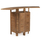 TITAN GREAT OUTDOORS Ash & Ember Grade A Teak Folding Bar Table, Two Tier Cabinet with Folding Panels, Indoor Outdoor Solid Wood Patio Furniture, Tightly Spaced Slats, Weather Resistant Bar Furniture TITAN GREAT OUTDOORS