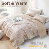 Comfort Spaces Luxe Queen Comforter Set Velvet Comforters for Queen Size Bed, Microfiber Reverse, Juliette, All Season Velvet Bedding Queen Size, Fluffy Bed Set, Sham, Full/Queen, Champagne 3 Piece Comfort Spaces