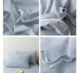 linenestbedding 100% Washed Cotton Duvet Cover Set Queen Size with Bag, Ultra Soft and Lightweight, All Season Bedding with Zipper and Ties, Minimalist Neutral Style (Dusty Blue, Queen(90"x90")) linenestbedding