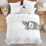 Andency Twin Comforter Set, White Gingham Plaid Grid Checkered Twin Bed Comforter Set for Dorm Boys Girls Teens Kids, 2 Pieces Lightweight Reversible Preppy Bedding Sets(66x90 Inch) Andency