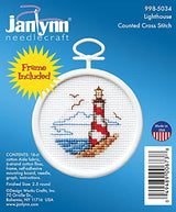 Janlynn 18 Count Round Mini Counted Cross Stitch Kit, 2-1/2-Inch, Lighthouse