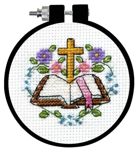 Design Works Crafts Cross & Bible Counted Cross Stitch Kit with Hoop