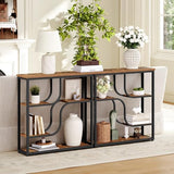 HOOBRO 29.5" Console Table, 5-Tier Narrow Entryway Table, Behind Couch Table with Storage Shelves, Sofa Table for Hallway, Living Rooms, Entryway, Rustic Brown and Black BF69XG01 HOOBRO