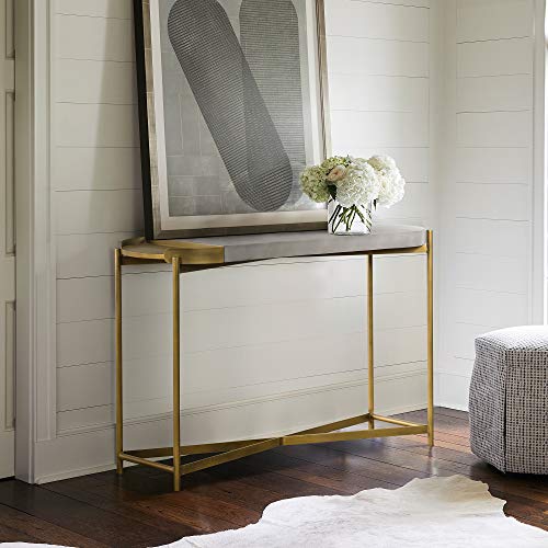 Armen Living LCDUCNCC Dua Grey Concrete Console Table with Antique Brass Armen Living