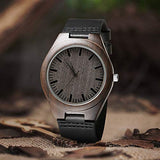 Engraved Custom Men Wood Watch,Analog Quartz Black Leather Handmade Sandalwood Natural Custom Wood Watch for Son Husband Anniversary Christmas Gifts (for Son from Dad) Kenon