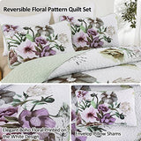 Drucon Floral Quilt Set Twin 2 Pieces Boho Green Floral Quilt Coverlet Set Soft Microfiber Lightweight Green Quilted Bedspread for All Season 68"x 86" Drucon