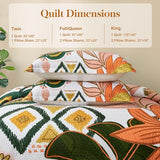 Tyrot 2 Piece Boho Floral Quilt Sets Twin Size Farmhouse Botanical Reversible Lightweight Bedspread Coverlet with 1 Sham Mid Century Leaves Microfiber Bedding Quilts Set for All Season, 68''x86'' Tyrot