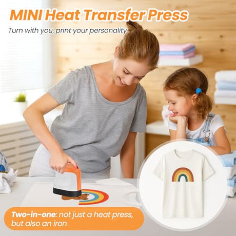 Yuenoks Heat Press Machine Mini Heat Press 3.5 "x 2.4", Portable Heat Press Fast Up to 356℉(180 ºC), Portable Easy Press for T-Shirts, Shoes, Bags, Hats, and Vinyl HTV Heat Transfer Projects Yuenoks